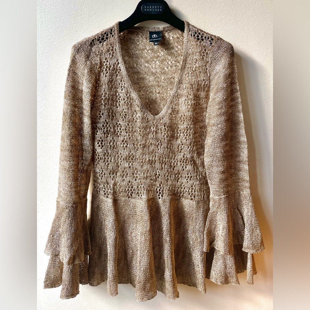Heidi Hess Hand Knit Bell Sleeve Feminine Sweater sz M